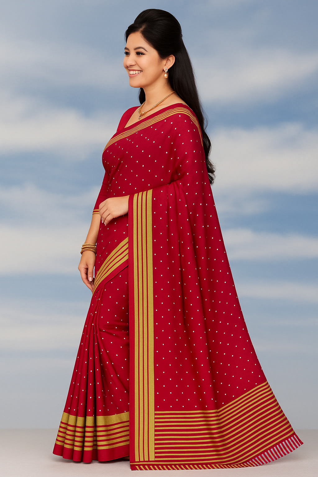 Elegant Silk Saree with Golden Border