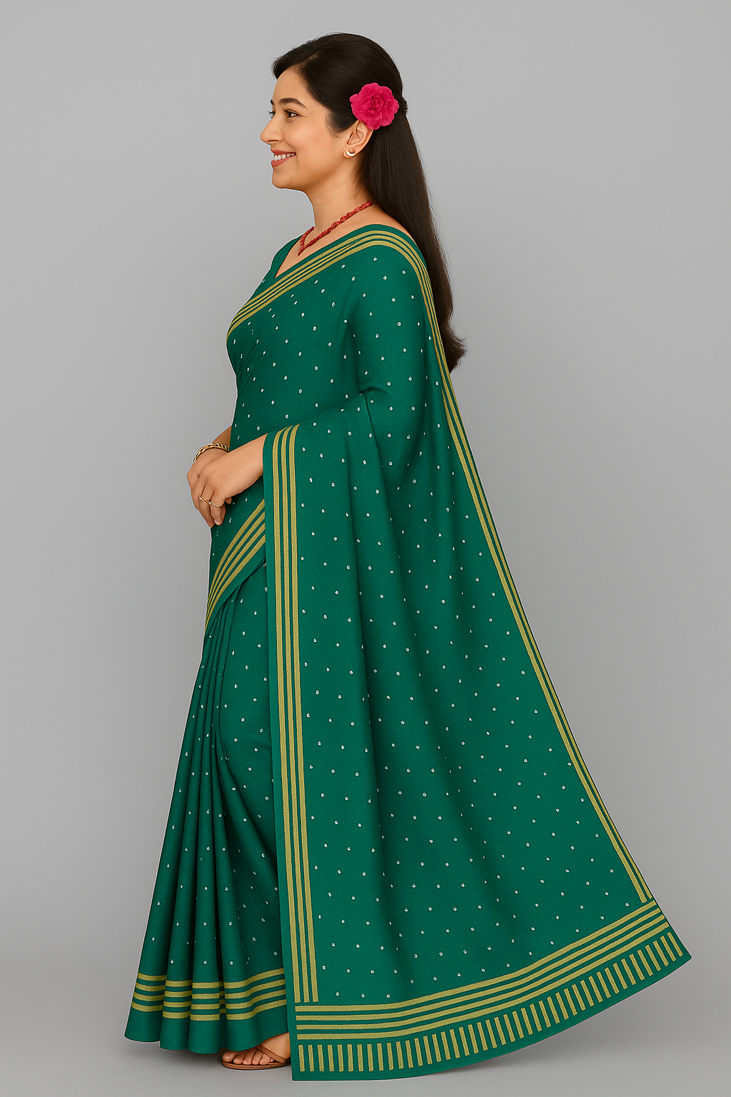 Elegant Silk Saree with Golden Border