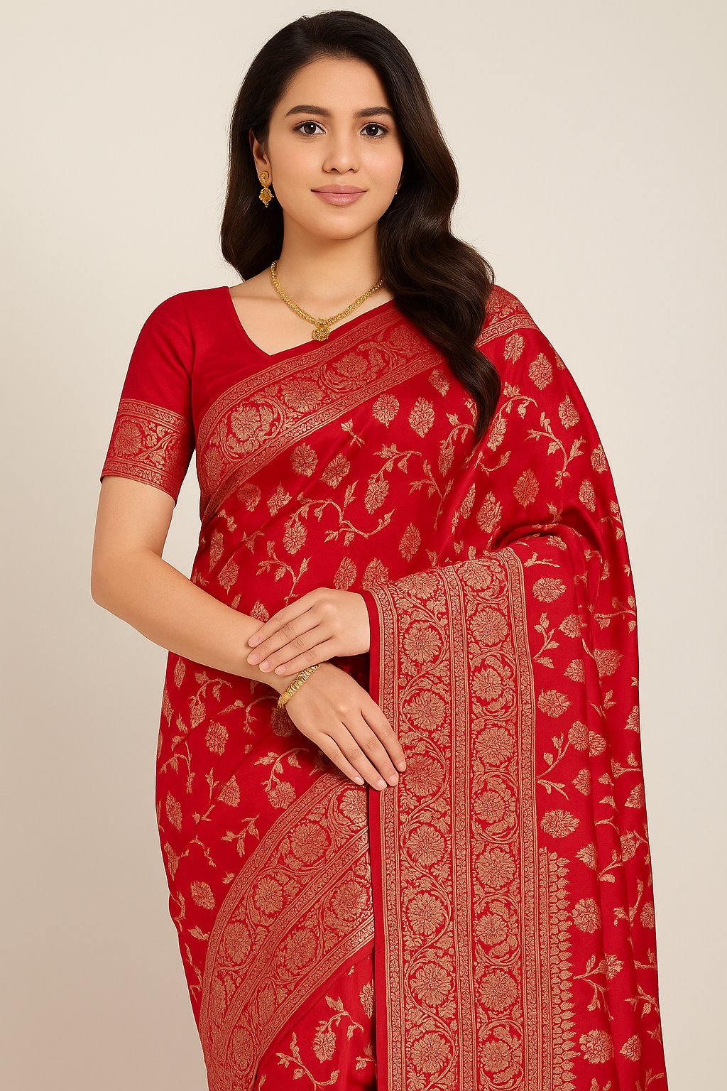 Premium Pink Silk Saree with Golden Zari Weaving & Unstitched Blouse Piece