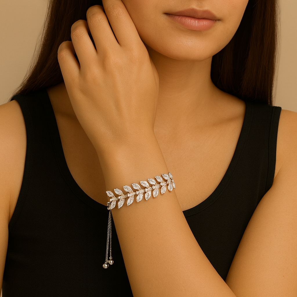 Leaf Crystal Adjustable Bracelet