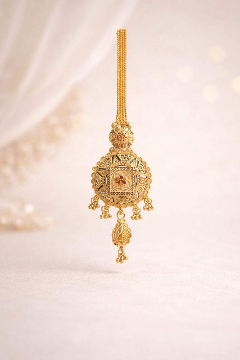 1 Gram Gold Plated Traditional Maang Tikka | Bridal & Festive Hair Jewellery