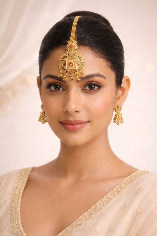 1 Gram Gold Plated Traditional Maang Tikka | Bridal & Festive Hair Jewellery
