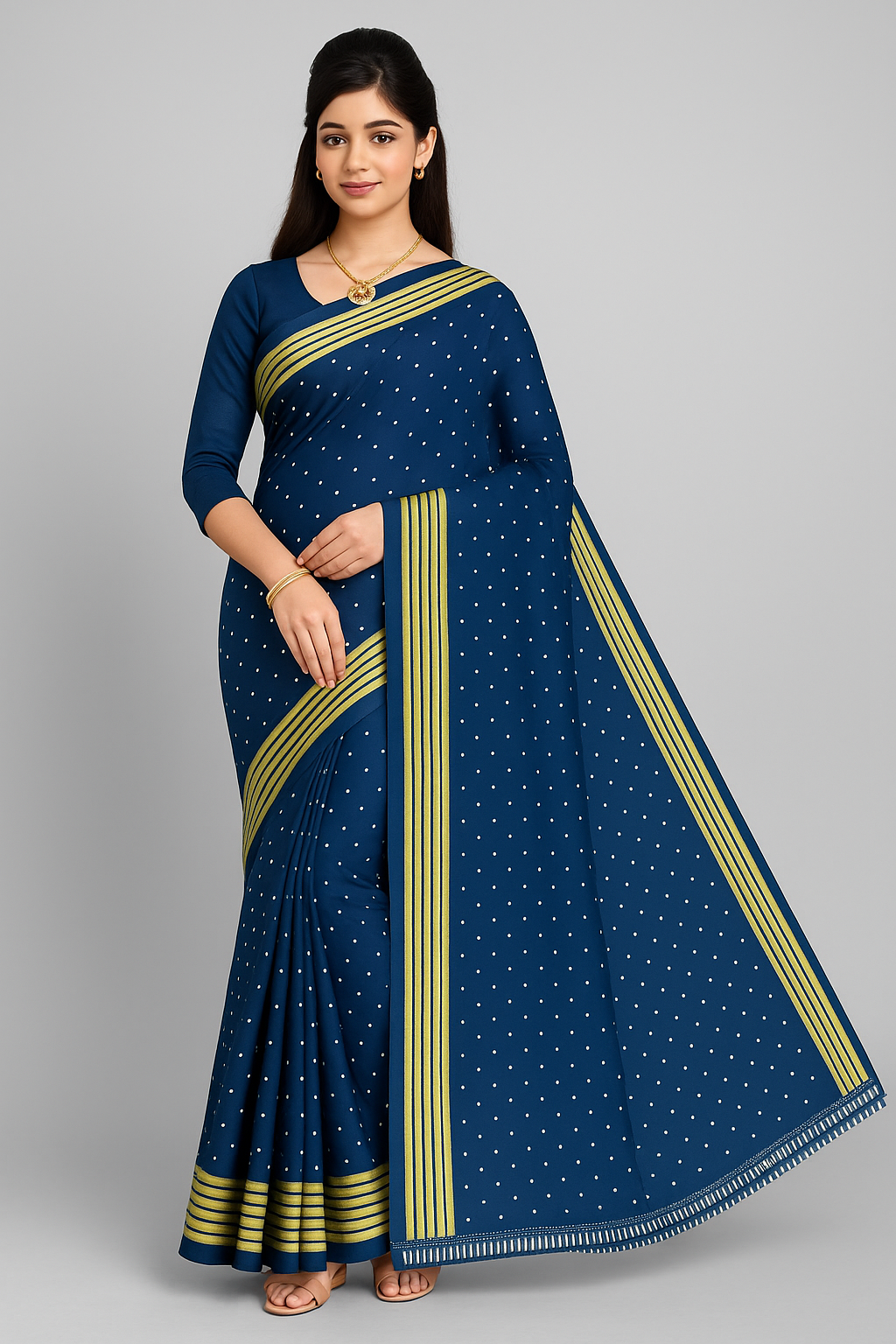 Elegant Silk Saree with Golden Border